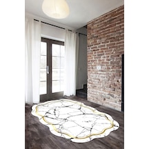 Çiğdem Lazer Kesim Kaymaz Taban Dijital Baskı Halı St600184bj Beyaz