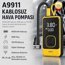 4000mah Kablosuz Dijital Göstergeli Taşınabilir Araç Lastik Şişirme Kompresörü Hava Pompası-1663