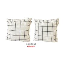 Kırlent Yastık Dolgulu Vip Yastık 2 Adet-43X43 Cm(Beyaz Pano) (524872412)