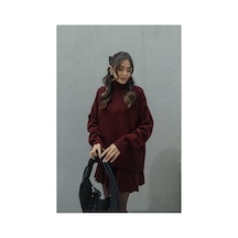 Flex Fashıon Bordo Pileli Mini Etek Balıkçı Kazak Alt Üst Trend Popüler Triko Takım Bordo - 684299707 Bordo - 684299707 Bordo