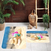 Rovigo Home Baskılı Kaymaz Taban 2'Li Banyo Paspas Takım Rvg5008-100x60-60x50 Çok Renkli