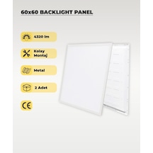 48 W. Sıva Altı 60x60 Backlight Beyaz Panel Armatür 4000k - 2 Adet Diğer
