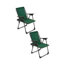 Natura Bardaklıklı Kamp Sandalyesi Yeşil 2 Adet Yeşil