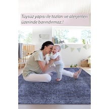 Folk Eskitme Desenli Dokuma Taban Dekoratif Mavi Halı Ba 08 Bej