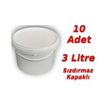 Decotone 3 L Plastik Kapaklı Kova Hobi Boya Gıda Yoğurt Kovası - 10 Adet Çok Renkli