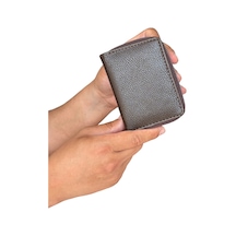 Premium Serisi Lüks Deri Özel Üretim Dikey Fermuarlı Erkek Cüzdanı Kahverengi