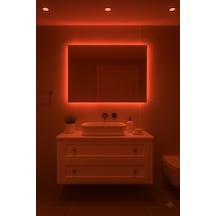 Digital Hayat Kırmızı Led Işıklı Dikdörtgen Ayna Dekoratif Banyo Makyaj Aynası Yatay Ve Dikey Kullanım Kırmızı
