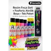 - Resim Fırça Seti Silikon Saplı 4 Lü + Multi Akrilik Fosforlu Bo