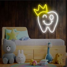 Diş Figürlü Neon Tabela Beyaz