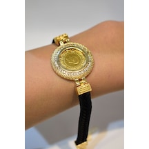 Yenigün Kuyumculuk 22 Ayar Çeyrek Altınlı Siyah Hasırlı Bileklik