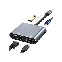 Speeduf Type-c 4 In 1 4k Hdmı Vga Usb 3.0 Type-c Şarj Girişli