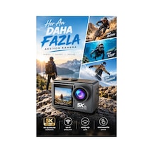 Robeve 5k Ultra Hd Aksiyon Kamera Çift Ekranlı Dokunmatik Ekran Wi-fi Bağlantılı Spor Ve Vlog Kamerası Su Geçirmez Kılıflı Geniş Açı Outdoor Kamera Aksesuar Setli Aksiyon Kamerası 64 Gb Hafıza Kartı Siyah