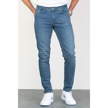 HLT Jeans Jeffrey Taşlamalı Slim Fit Erkek Kot Pantolon Mavi 492242356
