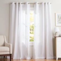 Özel Grommet Top Keten Pencere Perdeleri, Polyester, Kış-beyaz, 96 İnç Uzunluk 50 x 22