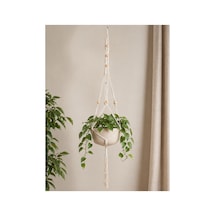 Boho Haven El Yapımı Makrome Saksı Askısı Ekru