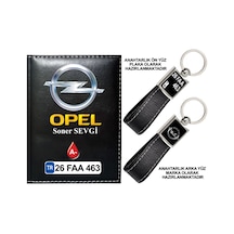 Plakanıza Özel Opel Logolu Siyah Ruhsat Kabı Ve Anahtarlık