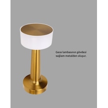 Şarj Edilebilir Led Masa Lambası Usb Girişli, Metal Yapı Altın