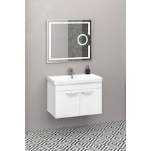 Mauna 80 Cm Banyo Dolabi Mercekli Led Ayna - Beyaz (Boy Dolap Hariç) Çok Renkli