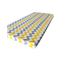 Çocuk Yatağı 60x120x6 Cm Vip Oyun Parkı Sünger Yatak Bebek Yatağı-sarı Gri Zikzak