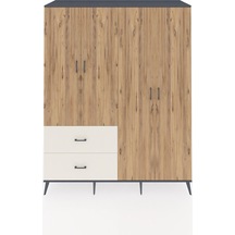Kronos Gardrop 4 Raflı 2 Çekmeceli 2 Askılı 176x59x221 Antrasit-çam/aytaşı Beyaz