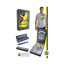 Fenerium Fenerbahçe Orijinal Lisanslı 6 Renk Logo Gri Tribün T-shirt + Kalem Set Hediyelik Ahşap Kutulu Gri