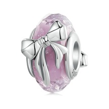 S925 Ayar Gümüş Pembe Yay Cam Boncuk Dıy Boncuk Bsc1057 Çok Renkli