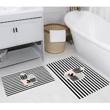 Eliana Home Dijital Baskılı 2'li Banyo Paspas Takımı Lna5246 Siyah