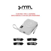Magsafe Uyumlu 3in1 37,5 Watt Hızlı Şarj Powerbank Watch Ve Airpods Şarj Destekli Mt4580 Beyaz