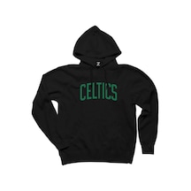 Boston Celtics Yazı Siyah Kapşonlu Sweat Siyah