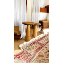Wood Ahşap 2'li Set Konik Model Mantar Yan Sehpa Modern Fiskos /tik Ağacı Renk / Zigon Sehpa Tik Ağacı