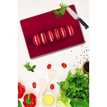 20x30 cm Kırmızı Makaron Desenli Cam Kesim Tablası