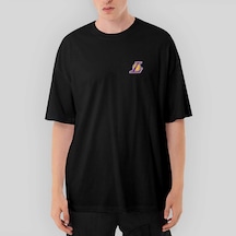 Los Angeles Lakers Logo Oversize Siyah Tişört Siyah