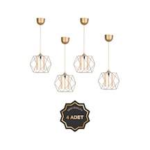 Trend Kitchen 4 Adet Trend Küp Eskitme Sarkıt Avize Gold