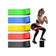 5'li Pilates Direnç Bandı Seti - Egzersiz Ve Fitness Bantları - 5 Farklı Sertlik Seviyesi - Evde Spor, Yoga, Fizik Ve Kas Geliştirme İçin Esnek Silikon Egzersiz Lastiği Kırmızı