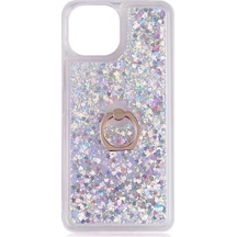 Kilifone - Mi 11 Lite Uyumlu Kılıf Koruyucu Yüzüklü Sıvılı Pullu Milce Kapak - Gümüş - T17685