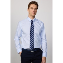 Tudors Slim Fit Mavi Non-ıron %100 Pamuk Doğa Dostu Ekoteks Belgeli Ütü Gerektirmez Gömlek-30453 Mavi
