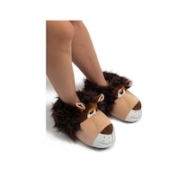 Aslan Kadın, Garson Boy Hayvanlı Panduf Kahverengi 36/41 Kahverengi