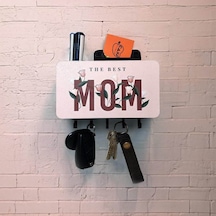 The Best Mom Anne Çiçek Resimli Bölmeli Anahtarlık Askılık Duvar Dekoru Diğer