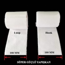 Yapışkanlı BEYAZ Cırt Cırtlı Bant, 1 Mt Amerikan Fermuarı, 10 cm