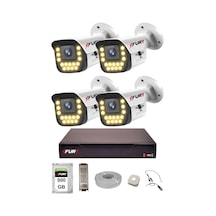 Fury 4 Lü Sesli 15 Warm Led Gece Renkli Görüş Su Geçirmez Güvenlik Kamerası Seti 500gb