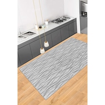 West Home Dijital Baskı Yıkanabilir Kaymaz Taban Gri Salon Halısı Mutfak Halısı Yolluk Wh 530 Grey