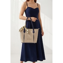Just Polo Kadın Taş-lacivert Fular Detaylı Orta Boy El Ve Omuz Çantası-bd6086bd