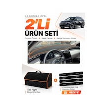 E-biz Hyundai Tucson 2021-2024 Uyumlu Torpido Örtüsü + Tay Tüyü Çanta - Siyah-kahverengi - Hu037