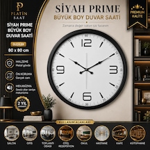Siyah Prime Büyük Boy 80 Cm Metal Duvar Saati
