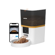 Haustier Qq005 Beyaz Kameralı Akıllı Kedi Köpek Otomatik Mama Kabı, Tuya App-wifi Uzaktan Kontrol, Sesle Çağırma, Ayarlanabilir 480p Kamera, 6lt Hazne
