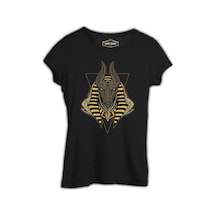 Egyptian God Anubis Siyah Kadın Tshirt 001