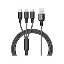 Sindvor 3 M Şarj Kablosu 3 In 1 Usb Tip C Şarj Kablosu Çok Bağlantı Noktalı 3 İn 1 Cable 1.2m Usb Cable Diğer