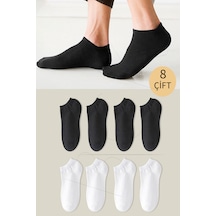 Unisex Basic Patik Çorap 8 Çift Siyah Beyaz