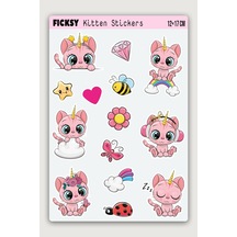 Sevimli Yavru Kedi Sticker Seti - 14 Adet Etiket Çıkartma Diğer