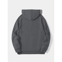 Barlashive Erkek 3 İplik Pamuklu Kapüşonlu Kanguru Cepli Sweatshirt Hoodie - Füme Çok Renkli